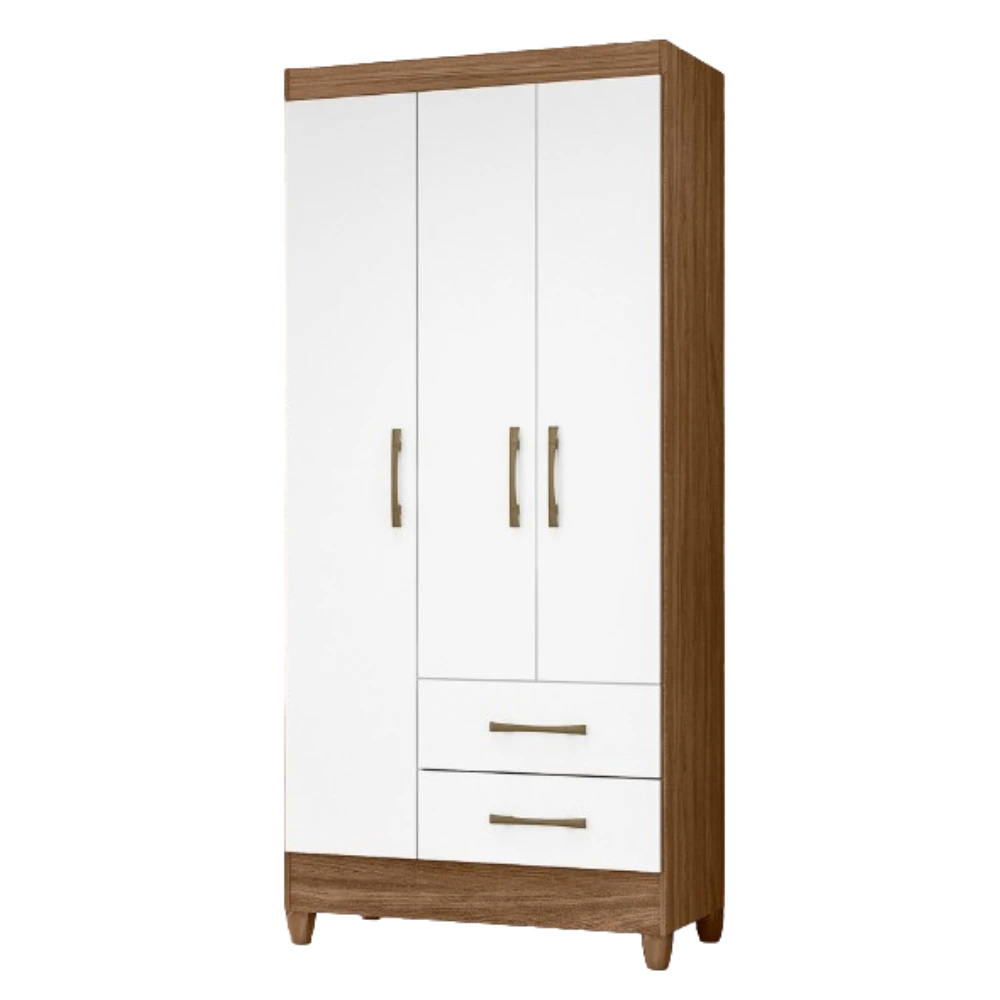 Guarda-roupa Moval 03pts 02gav Lima Natural/bra