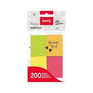 Bloco Adesivo Multilaser 38x50mm 4 Cores Neon 4x50fls E1012