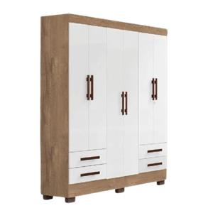 Guarda-roupa Tuboarte Porto Rico 2019 6pt Amendoa Plus/bco