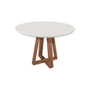 Mesa Provincia Bennet Redonda 1150mm C/ Vidro Nat/ Off White