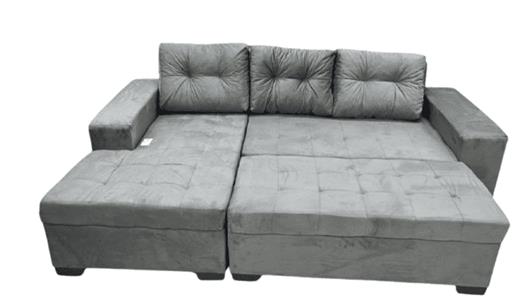 Sofa Finezzi Berlim 3 Lug + Chayse+ Puff Suede Grafite