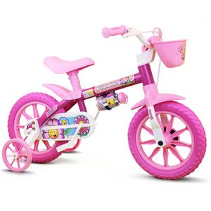 Bicicleta Nathor Aro 12 Fem Flower Rosa/bco Lilly