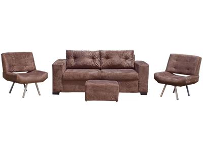 Sofa Finezzi Rubi 2 Lug + 2 Polt.rubi+ Puff Sued Chocolate