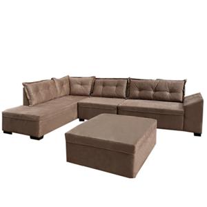 Sofa Topazio Te-215 2+1lug+chase+puff Veludo Tabaco
