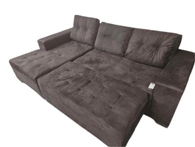 Sofa Finezzi Berlim 3lug + Chaise + Puff Suede Chocolate Amassado