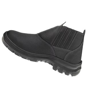 Botina Elastico 37 Dorso e Cano Sintetico, Cor Preto, Solado Bidensidade Fseg / Preto / Cinza, Bico Pl