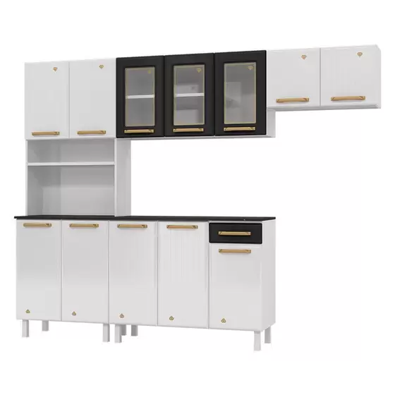 Cozinha Telasul Compacta 44 Diamante New Preta - 3 Vid Kit P/microondas