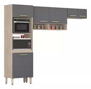 Cozinha Demobile Compcta Dama Duplo Forno 3 Pcs Avena/grafito