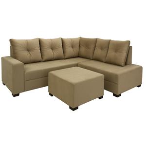 Sofa Topazio Te-191 3+2 Lug. C/chaise + Puff Veludo Castor