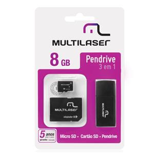 Pen Drive Multilaser Kit 3 em 1 8gb Mc058