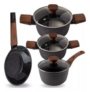 Jogo Panela Clink 4 Pcs Carvalho Alum. Vidro e Baqueliete 6410