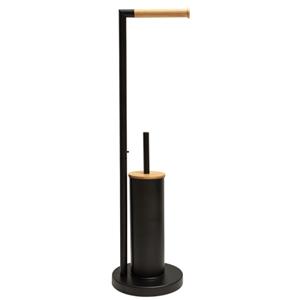Suporte Clink Papel Hig.escova Sanitaria Ferro,bambu e Plastico Pp 18,5cm X 18,5cm X 74cm