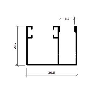 Perfil Hispex de Al Trilho Inferior 8mm 30,5 X 23,7 Preto 70118