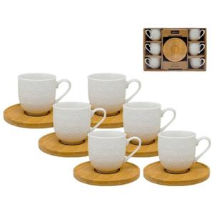 Xicaras Cafe C/ Pires 100ml Wellmix Cj 6 Pcs Cer. e Bambu Havana Onati Wx13671