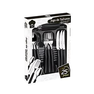 Faqueiro 24pc Inox e Plast Wellmix Pto C/porta Talher Gaveta Rio Preto Wx7124