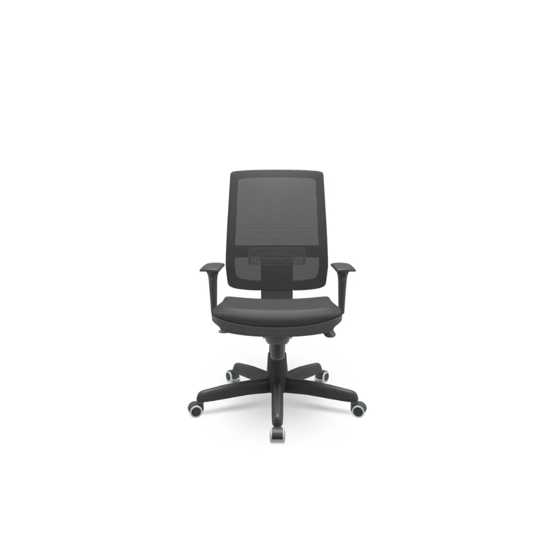 Cadeira Plaxmetal Brizza Pres Enc. Reg Backita Plus Base Dir Std Reg C/ Apoio Cab C/ Ass. Vinil T19 Preto Tela Sq T62 Preto