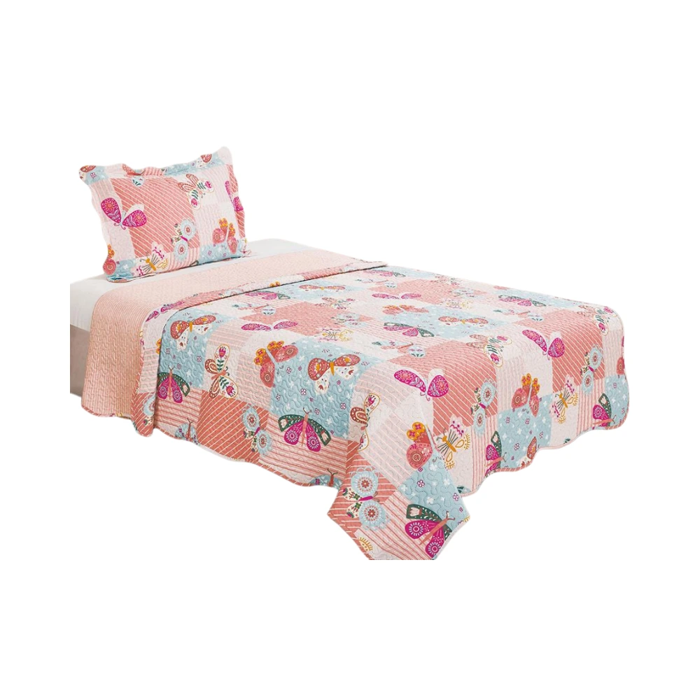 Colcha Evolution Patchwork Infantil Solteiro 160x230 Borboleta