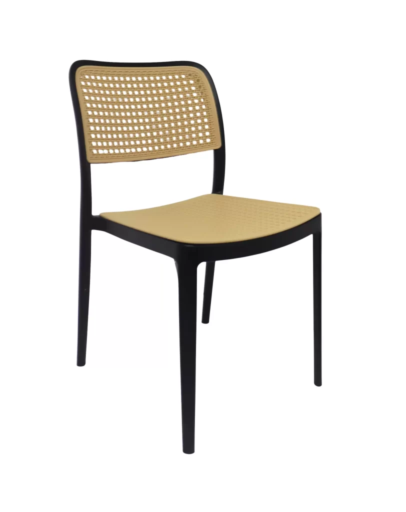 Cadeira Fratini Bali Preto e Rattan