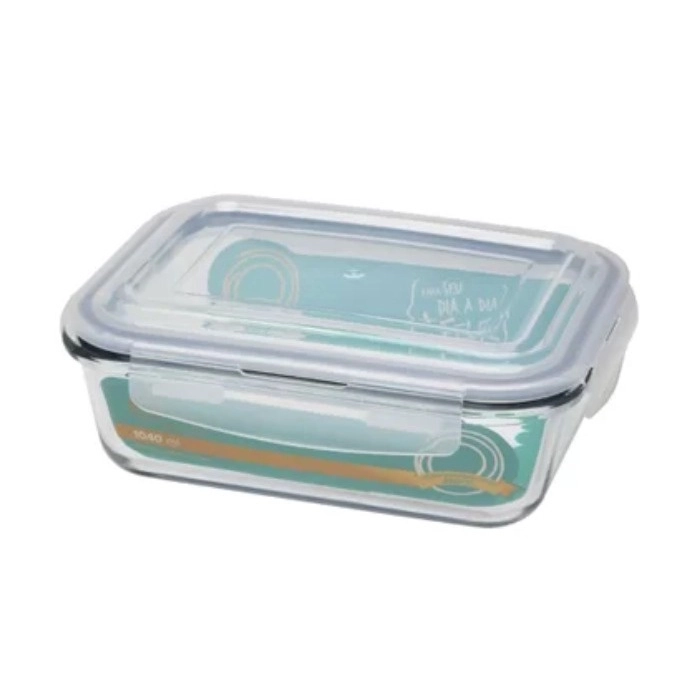 Pote Oxford Hermético Vidro Borossilicato Retangular 1,04L - Chia