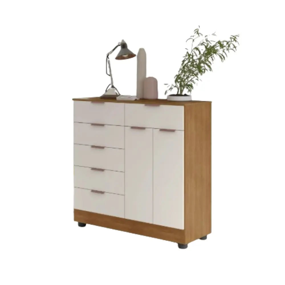 Comoda Topazio Ester 6 Gavetas Cinamomo/Off White