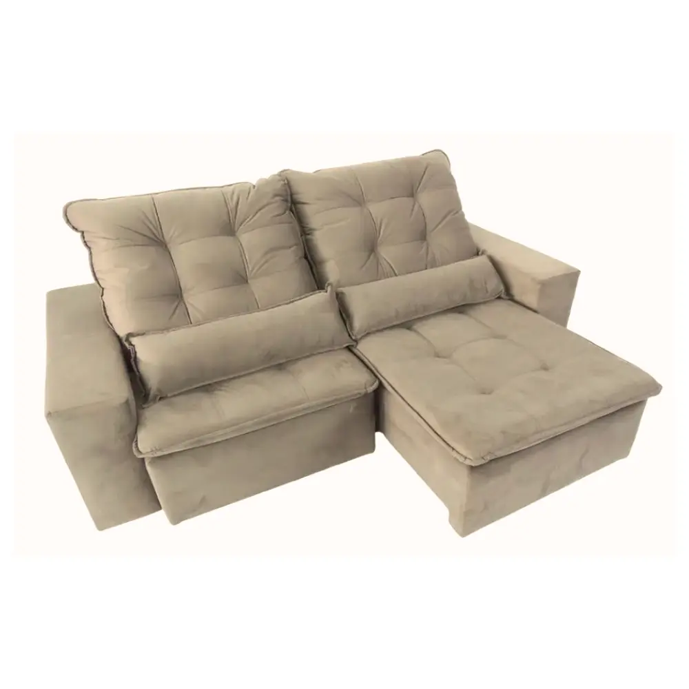 Sofa Topazio TE-225 Retrátil e Reclinável Tec. Veludo Castor