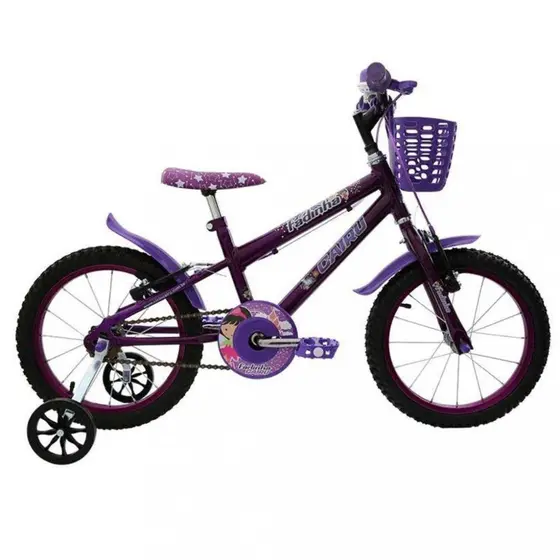 Bicicleta Cairu 16 MTB Feminina Fadinha Preto/Violeta