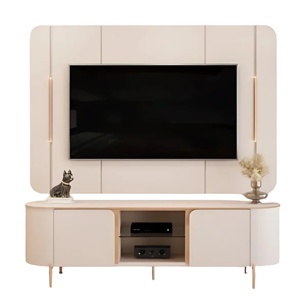Bancada E Painel Adele Dj MDF Off White A 1320 Cm Largura 1.80 M  TV  65 Polegadas