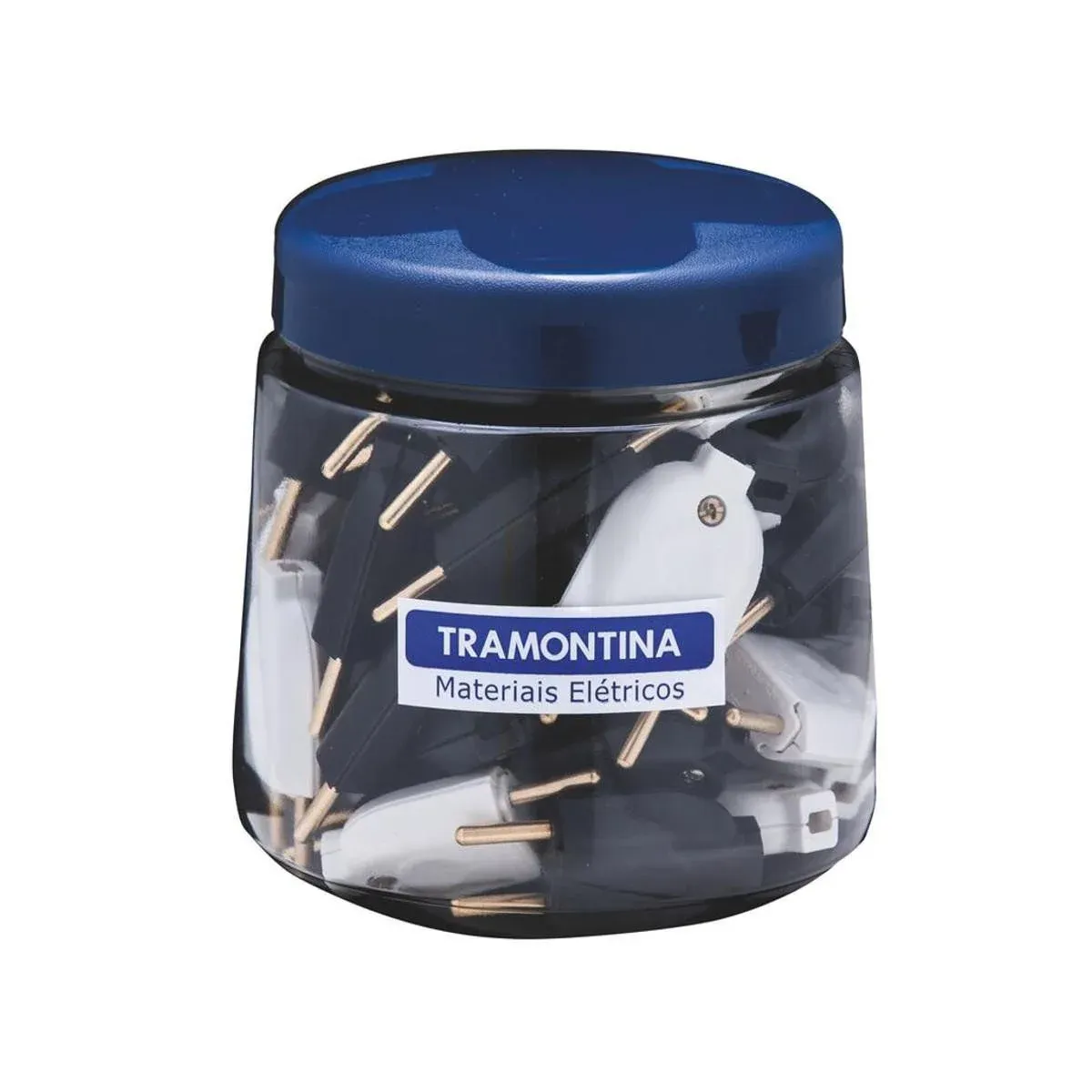 Pino Macho Tramontina 2P+T 20A Preto/Branco Pote C20