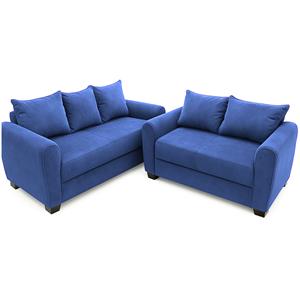Sofa Finezzi Fortaleza 3x2 Joli Tec Veludo Azul
