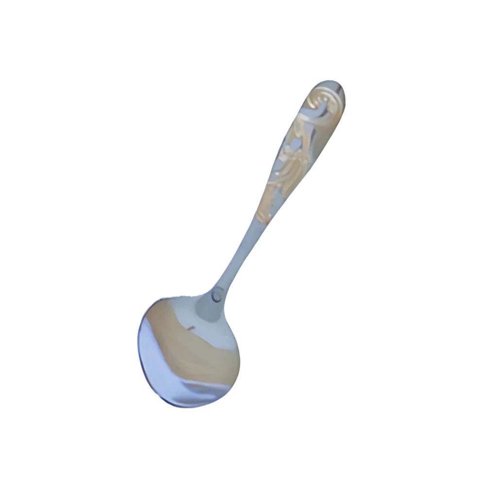 Colher de Sobremesa de Metal com Cabo Dourado - Kit 6 Peças DOB69C