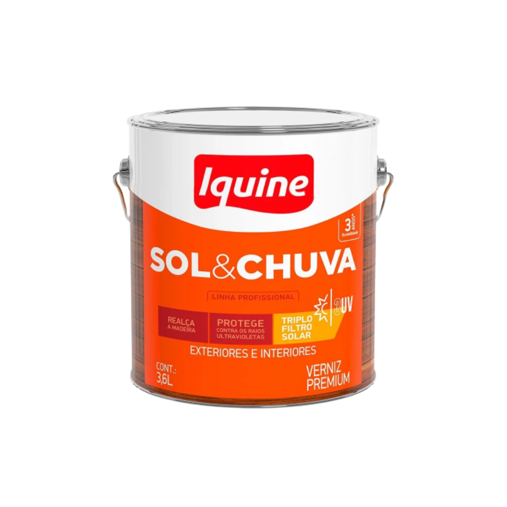 Verniz Iquine Sol & Chuva Base Agua Incolor 3,6L