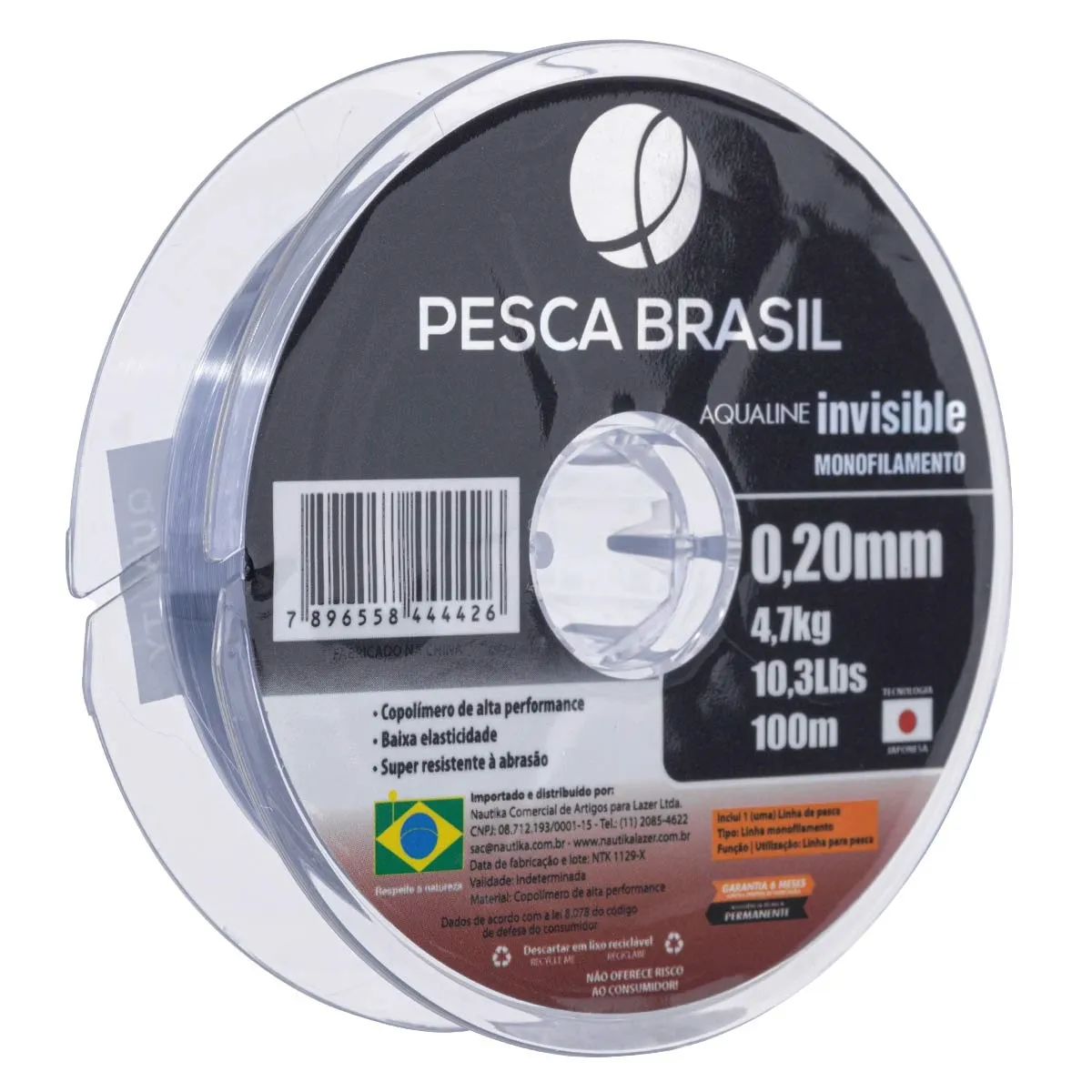 Linha Mono Aqualine Invis  0,20mm/100m/10,3lb Pta 91361
