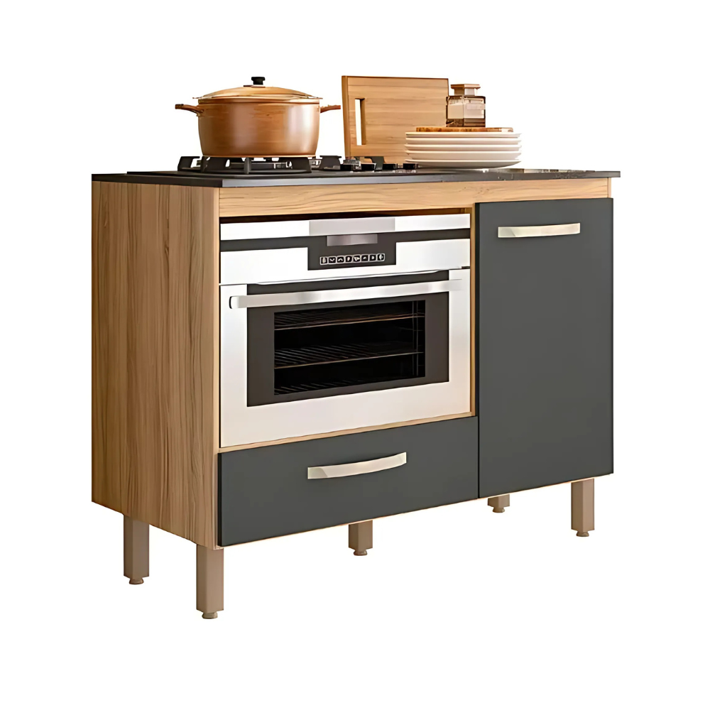 Balcao Nicioli para Cooktop Fit - Freijo/Chumbo Pta Fechada