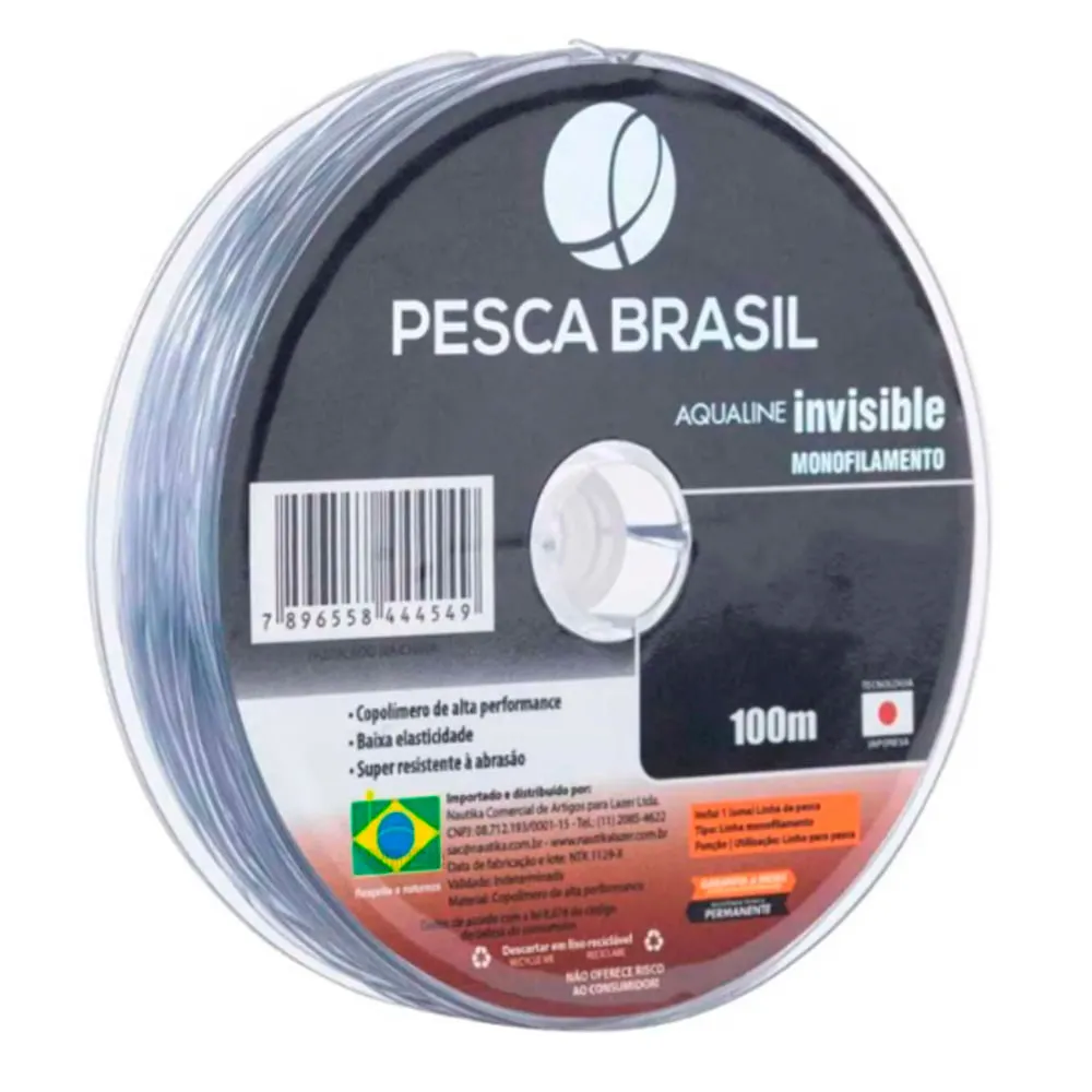 Linha Mono Aqualine Invis 0,18mm /100m /9,6lb - 10P PTA 91360-PT