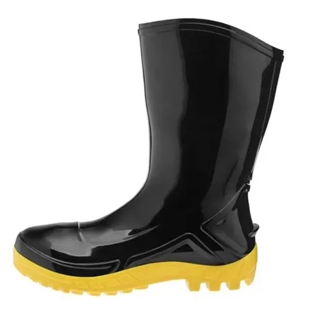 Botina Vulcafl PVC Cano Médio Preta/Amarela Nº 42