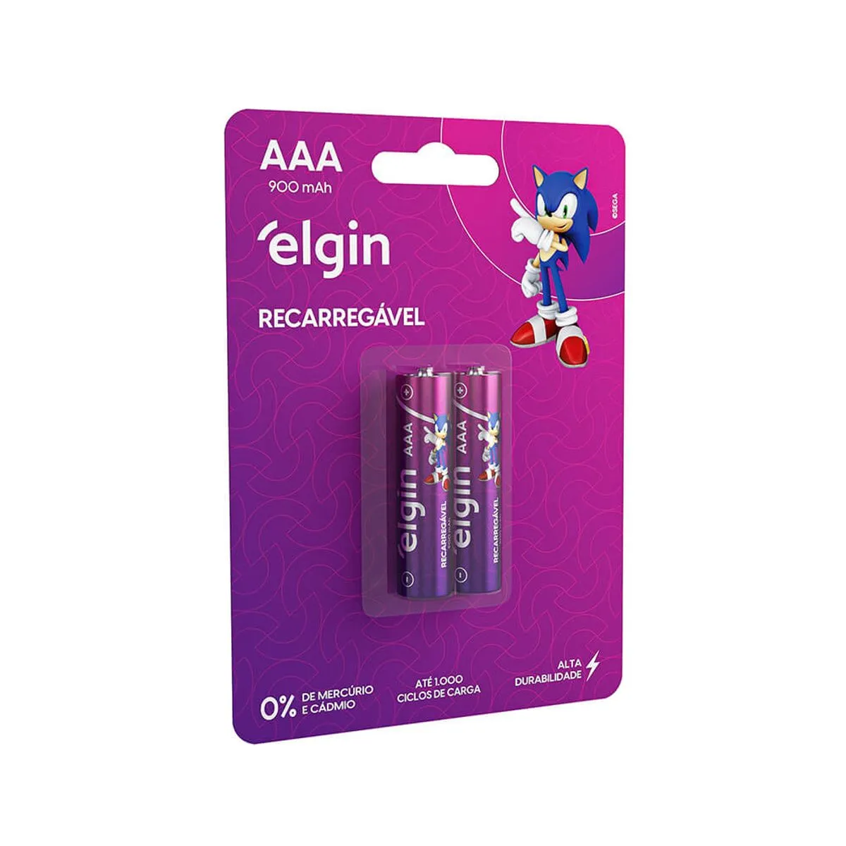 Pilha Elgin Recarregável AAA 900 mAh Blister 2 unidades