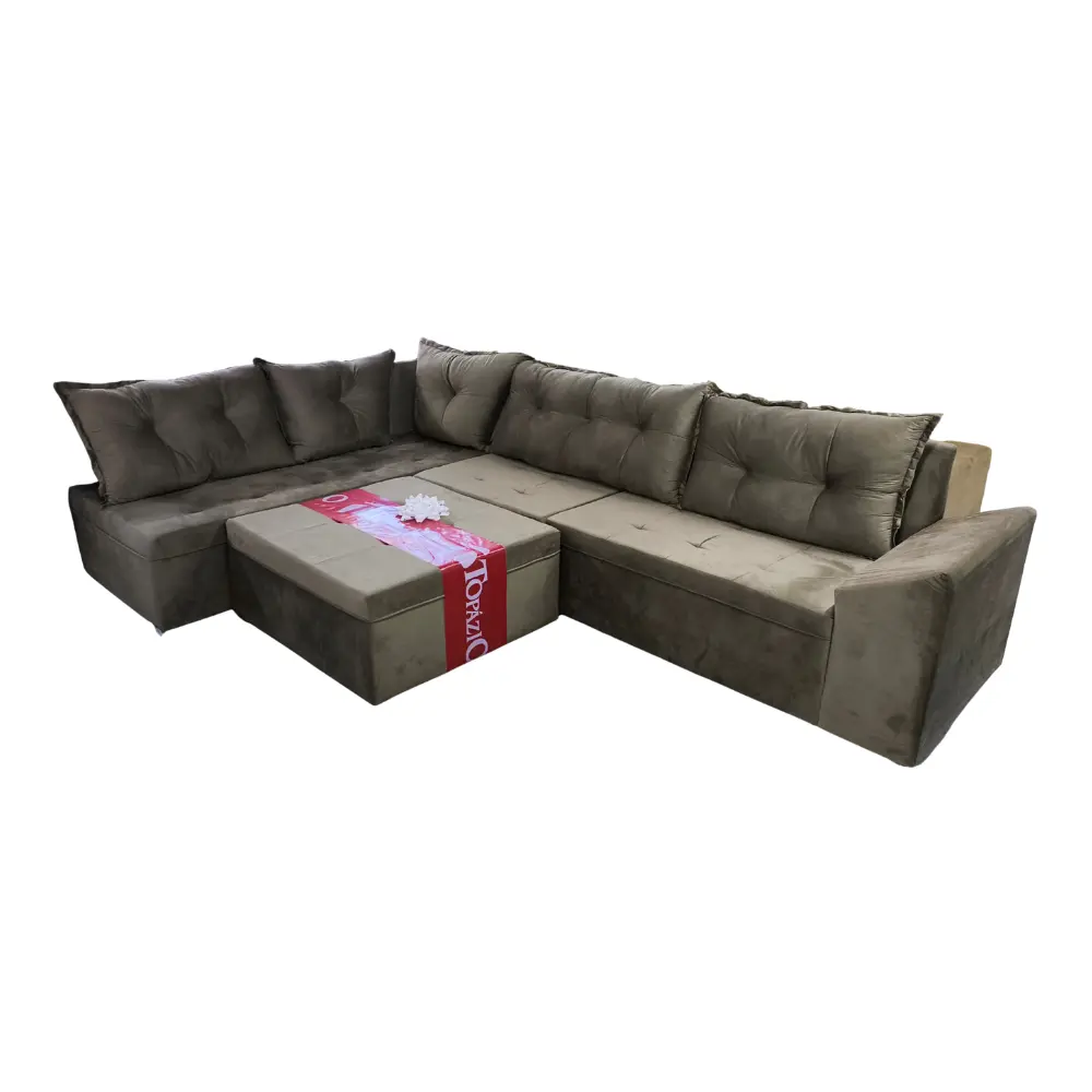 Sofa Topazio TE-215 2+1 Lug+Chaise+Puff Castor Veludo